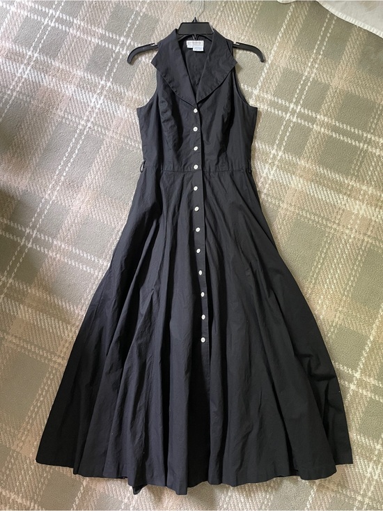 Liz Claiborne Dresses & Skirts - VTG Liz Claiborne Collection black cotton maxi button front sleeveless dress 6